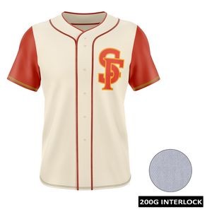 Men's And Kids' Full Sublimation Full-Button Front Baseball Jersey - 200g Interlock
